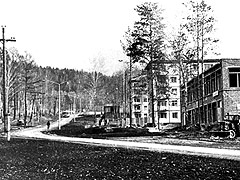 Строительство панельных домов по улице Молодежной в микрорайоне № 1, 1964 г.